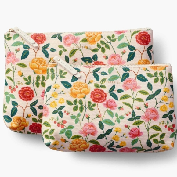 ❤️BUY 2 GET 1 FREE  Rifle Paper Co. Zippered Pouch Set, Retail $38.00, Roses - Picture 1 of 10